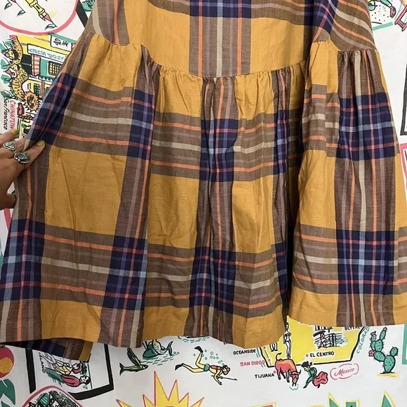 Plaid Sleeveless Dress in Yellow - Picture 5 of 7